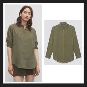 Club Monaco Marnee button down olive cotton gauze beach